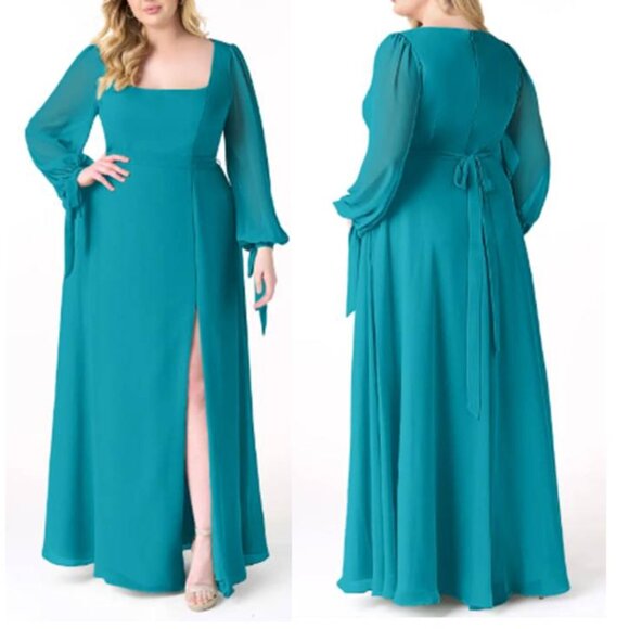 Azazie Dresses & Skirts - Azazie Teal Jade Long Sleeve Bridesmaid Dress